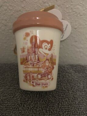 Disney Peach & Cream Mickey Magic Kingdom Tumbler Ornament NWT